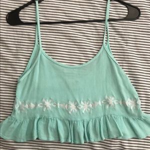 Blue, flowy crop top